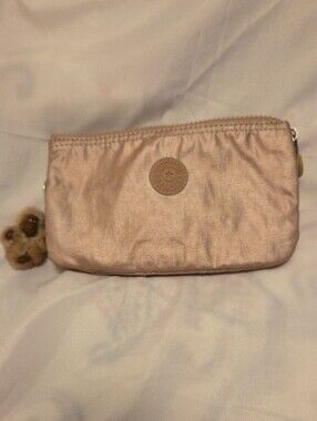 Kipling Metallic Rose Nylon Zip Pouch Wristlet